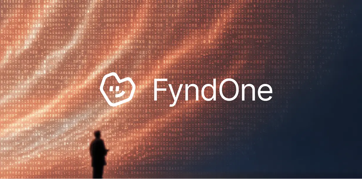 FyndOne Agent logo over a wall of ASCII characters